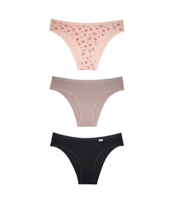 Kit 3 Calcinhas DelRio (51364) Estampado/Nude New/Preto