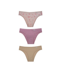 Kit 3 Calcinhas Cotton/Algodão DelRio (51364) Sakura/Make/Mousse