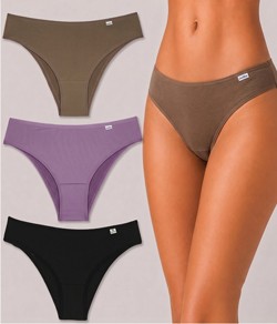 Kit 3 Calcinhas Microfibra DelRio (51509) Cappuccino/New Nude/Preto
