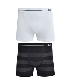 Kit 2 Cuecas Boxer Sem Costura DelRio (5415) Branco/Preto