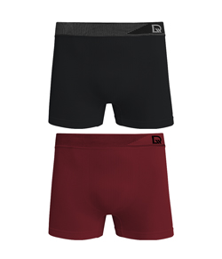 Kit 2 Cuecas Boxer Sem Costura DelRio (5439) Vinho/Preto