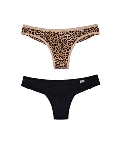 Kit 2 Fio Dental DelRio (57870) Preto/Leopardo