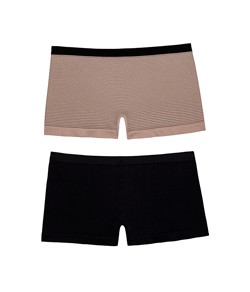 Kit 2 Calcinhas Boxer Sem Costura DelRio (8291) Preto/Quartzo Listrado