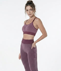 Conjunto Feminino Fitness DeMillus Violino (61617/178) Vinho Barolo