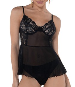 Baby Doll com Renda DeMillus Lybito (30239) Preto