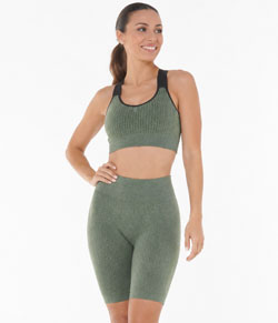 Conjunto Feminino Fitness Bermuda DeMillus Ultraleve (61226/94450) Verde Musgo