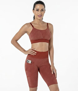 Conjunto Feminino Fitness DeMillus Violino (61617/94350) Terra