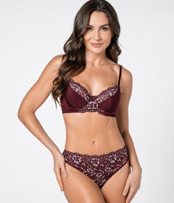 Conjunto Lingerie com Renda DeMillus Promenade (64071/53071) Vinho