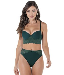 Conjunto Lingerie Cropped Rendado DeMillus Brigitte (67348/56348) Verde