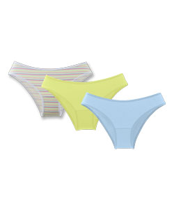 Kit 3 Calcinhas Microfibra DeMillus (K53300/C53300) Listrado/Amarelo/Azul