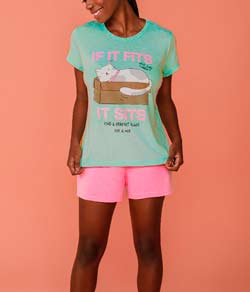 Pijama Feminino Curto Cat Danka (6771)