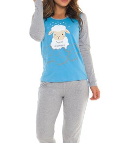 Pijama Feminino Longo Ovelha Sweet Dreams Desayner (12091) Algod�o