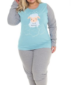 Pijama Feminino Longo Ovelha Sweet Dreams Desayner (12096) Plus Size - Algod�o
