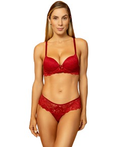 Conjunto Lingerie Fio Dental Rendado Ellan (17907) Vermelho
