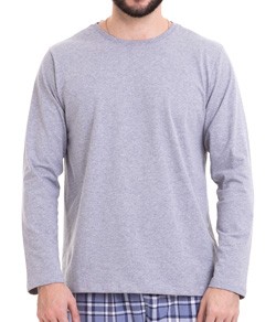 Camiseta Masculina Manga Longa Mescla Sepie (LS224) Algodão
