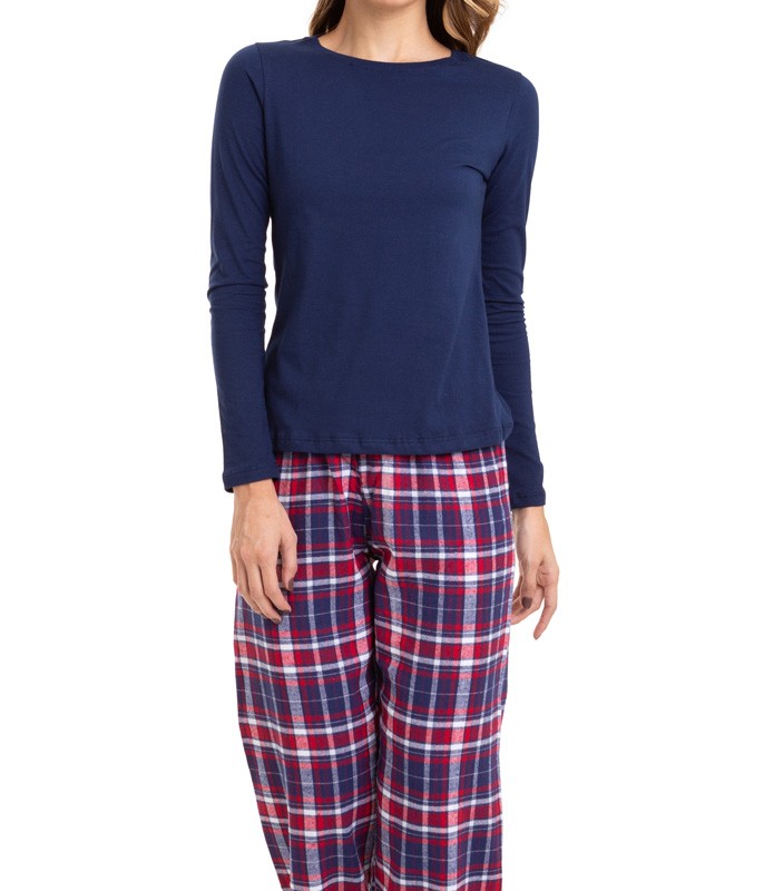 Pijama Feminino Longo Xadrez Flanelado Sepie (923/LS223) 100% Algodão ::  lingerie.com.br