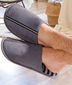 Pantufa Chinelo Masculino Listrado Europa Elvis (782) Chumbo