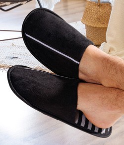 Pantufa Chinelo Masculino Listrado Europa Elvis (782) Preto