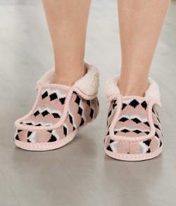 Pantufa Botinha Xadrez Argyle Europa Bariloche (925) Rosa
