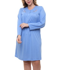 Camisola Manga Longa Bordada Gislal (14112) Poliviscose - Azul