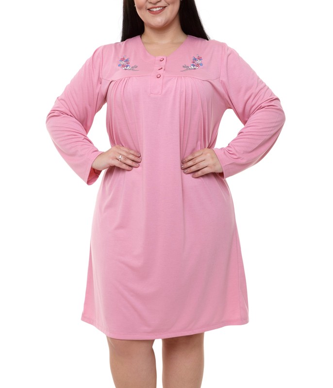salsation★ Long shirt★ピンク★サイズL Camisola Plus Size Senhora Manga Longa Gislal (14112) Poliviscose