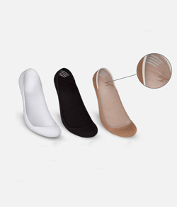 Kit 3 Meias Sapatilha Invisível Hoahi Bege/Branco/Preto - Algodão