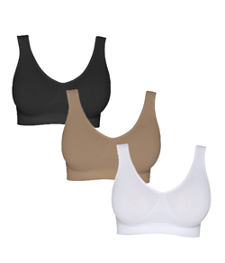 Kit 3 Top Al�as Largas Sem Costura Hanes Microfibra (5762) Branco/Preto/Chocolate