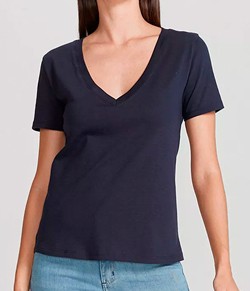 Camiseta Feminina Manga Curta Gola V Hering - 100% Algodão