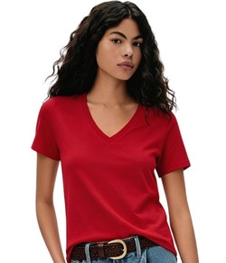 Camiseta Feminina Manga Curta Gola V Hering - 100% Algodão