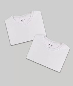 Kit Com 2 Camisetas Femininas Básicas Hering 100% Algodão - Branco