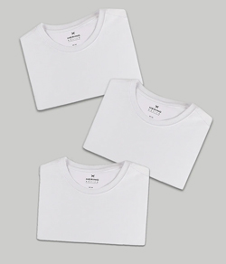 Kit Com 3 Camisetas Femininas Básicas Hering 100% Algodão - Branco