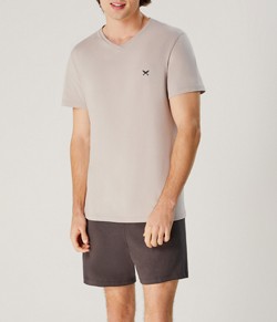 Pijama Masculino Curto Liso Hering 100% Algodão - Cinza