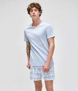 Pijama Masculino Curto Xadrez Hering - 100% Algodão