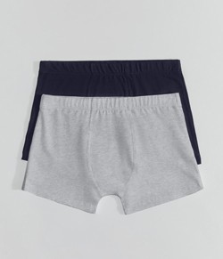 Kit 2 Cuecas Boxer Algod�o/Cotton Hering - Azul/Cinza