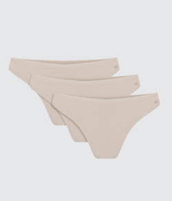 Kit 3 Calcinhas Tanga Algodão Hering - Bege