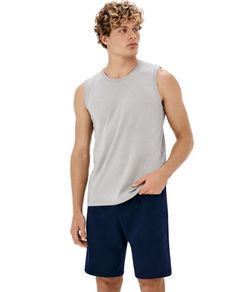 Pijama Masculino Curto Regata Hering - 100% Algod�o - Cinza Claro