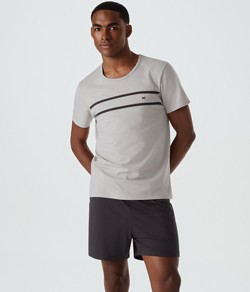 Pijama Masculino Curto Listra Hering 100% Algodão - Cinza Claro