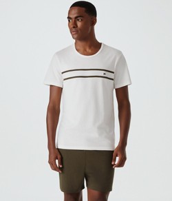 Pijama Masculino Curto Listra Hering - 100% Algodão - Off White