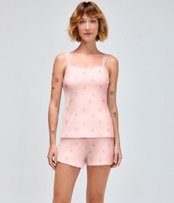 Pijama Feminino Curto Estampado Hering - Viscose