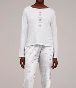 Pijama Feminino Longo Olho Grego Algodão Hering