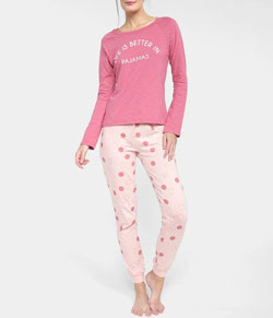 Pijama Feminino Longo Poás 100% Algodão Hering