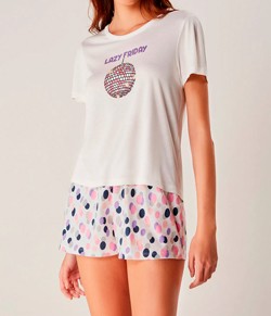 Pijama Feminino Curto Poás Hering Viscose/Algodão