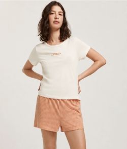 Pijama Feminino Curto Estampado Hering - 100% Algodão - Amarelo Claro