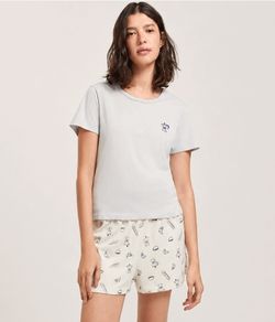 Pijama Feminino Curto Estampado Hering - 100% Algodão - Cinza