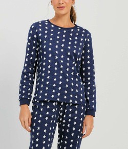 Pijama Feminino Longo Estrelas Hering - 100% Algodão