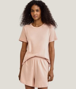 Pijama Feminino Curto Oversized Linho Hering - Rosa
