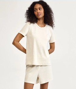 Pijama Feminino Curto Oversized Linho Hering - Off White