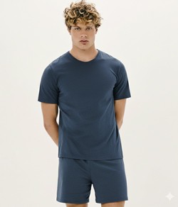 Pijama Masculino Curto 100% Algodão Pima Hering - Azul