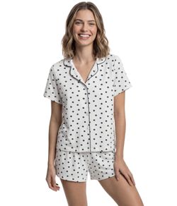 Pijama Feminino Curto Americano Po� Hering - Off White