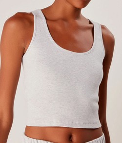 Regata Cropped com Alças Largas Hering Algodão/Cotton